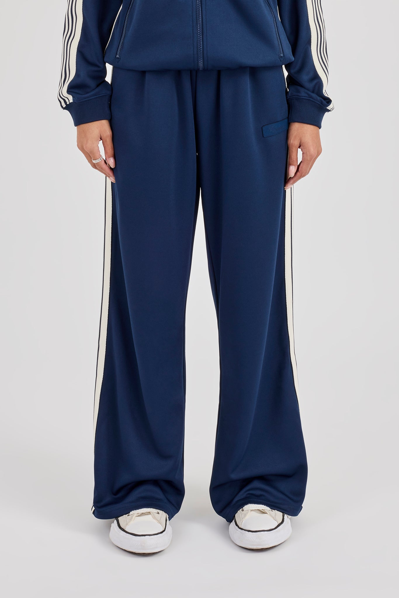 Womens Poly Smooth Taping Track Pant - Navy Blue